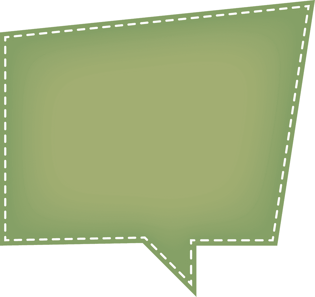 Green Speech Bubble with Dashed Border on Transparent Background