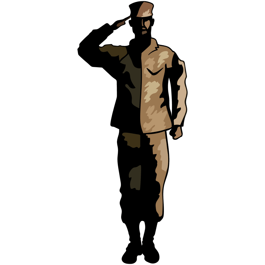 Transparent Illustration of Saluting Soldier on Tan Background