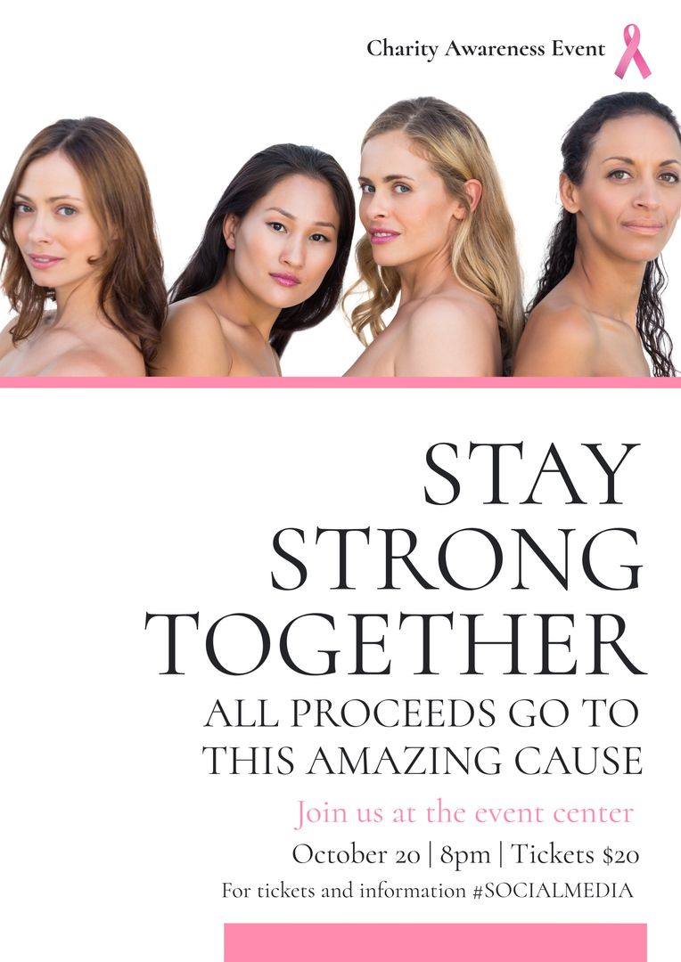 Diverse Women Uniting for Charity Awareness Campaign Event Poster - Download Free Stock Templates Pikwizard.com