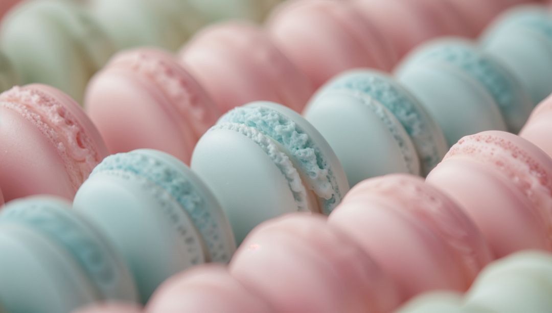 Pastel Macarons in Diagonal Rows Creating a Repeating Pattern