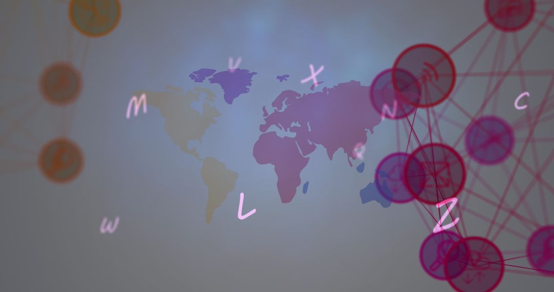 Digital Global Network and World Map with Alphabets