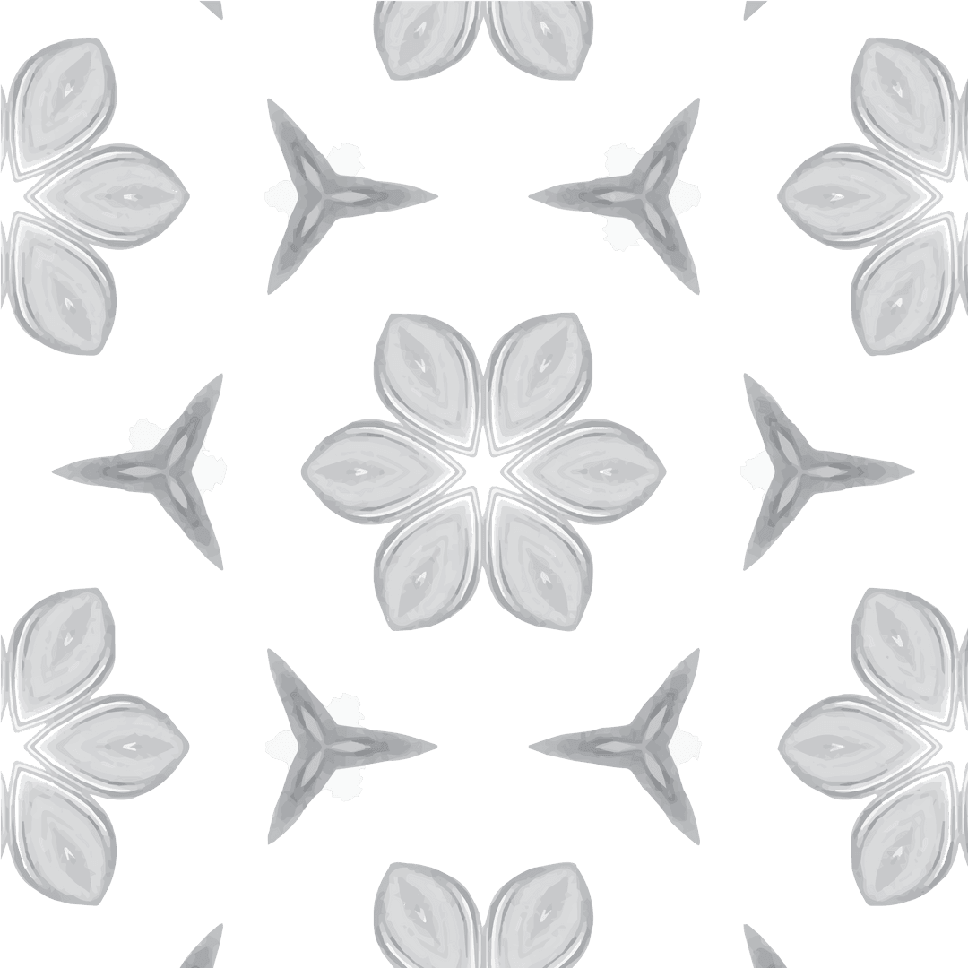 Grey Floral Pattern on Transparent Background for Versatile Design