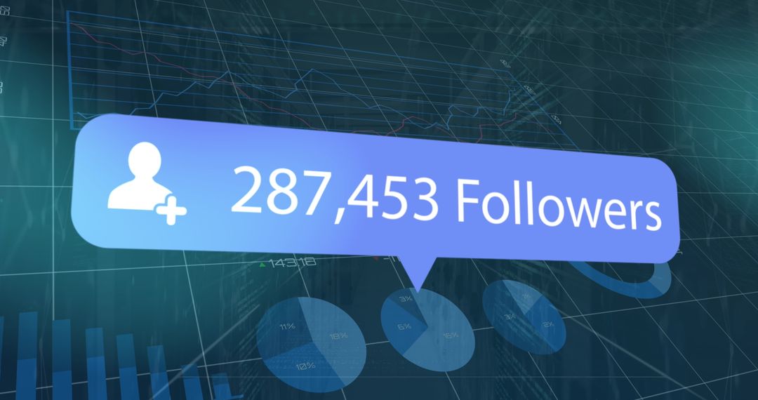 Digital Interface Displaying Social Media Follower Count over Financial Data