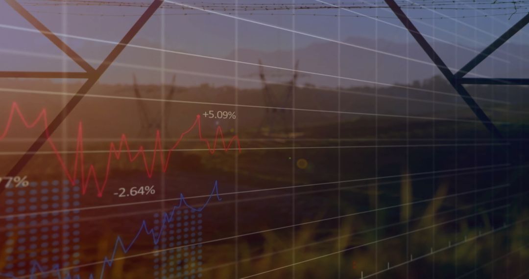 Financial Data Overlay on Electricity Pylons in Agricultural Field