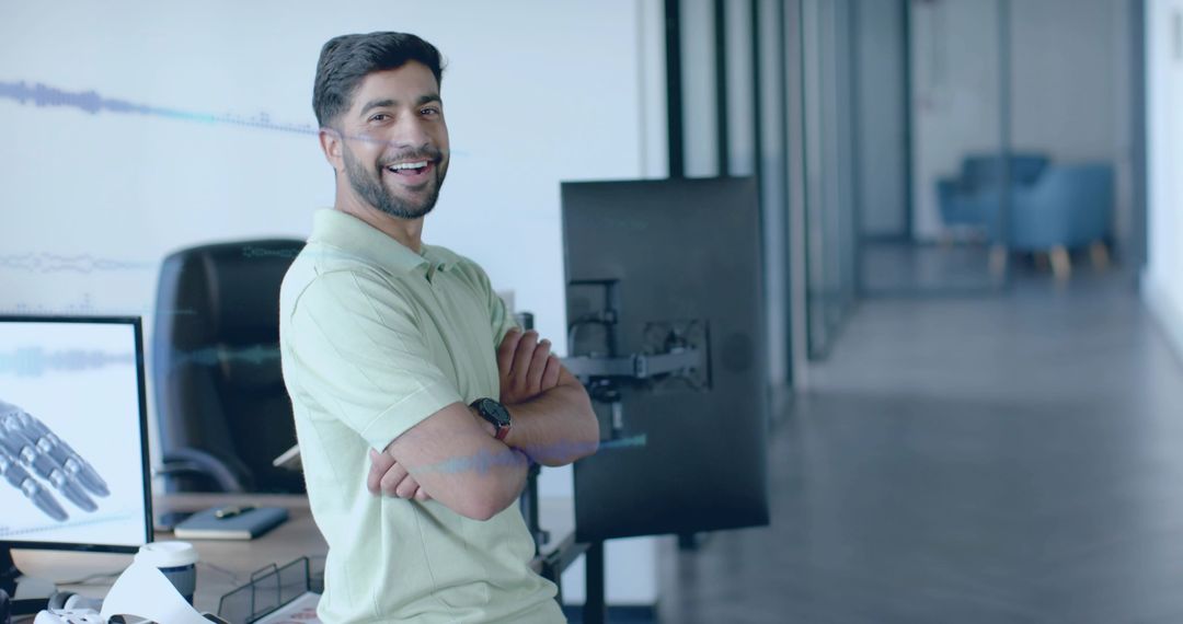 Confident Professional in Modern Tech Office Environment