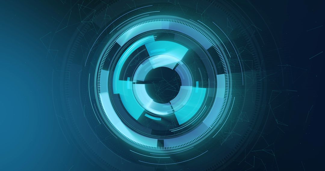 Futuristic Digital Interface with Blue Circular Hologram