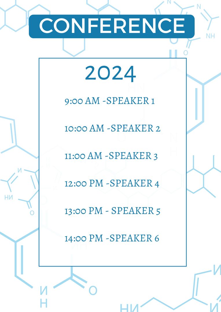 Conference Schedule 2024 with Chemical Formula Background - Download Free Stock Templates Pikwizard.com