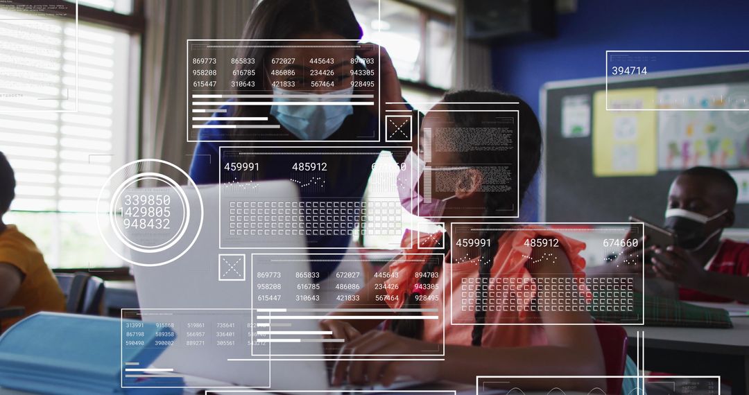 Teacher Guiding Student with Technology in Modern Classroom