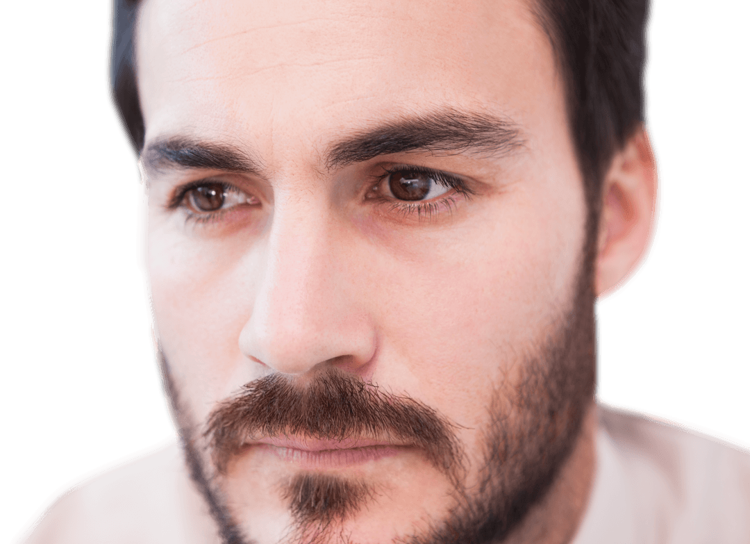 Transparent Background Close-Up Serious Bearded Man