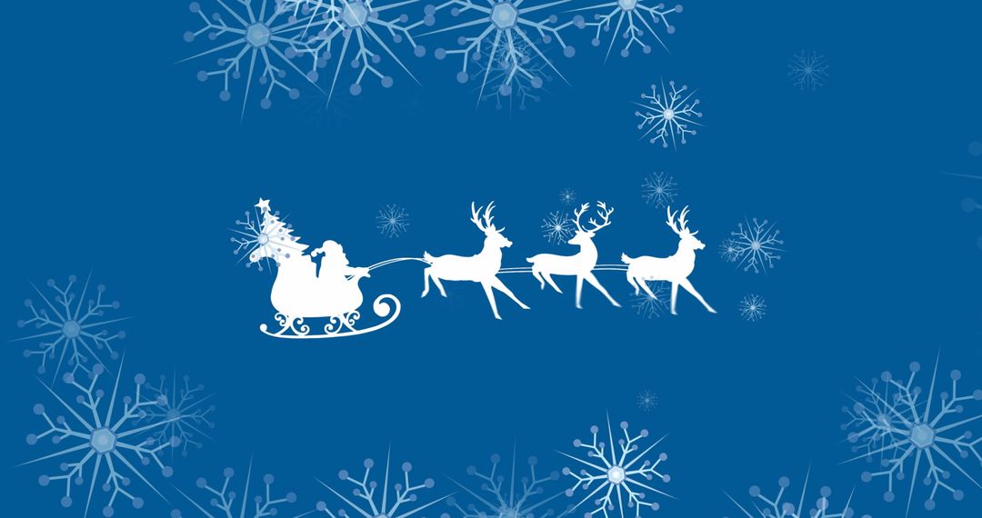 Santa Claus Silhouette with Reindeer Under Falling Snowflakes - Free Images, Stock Photos and Pictures on Pikwizard.com