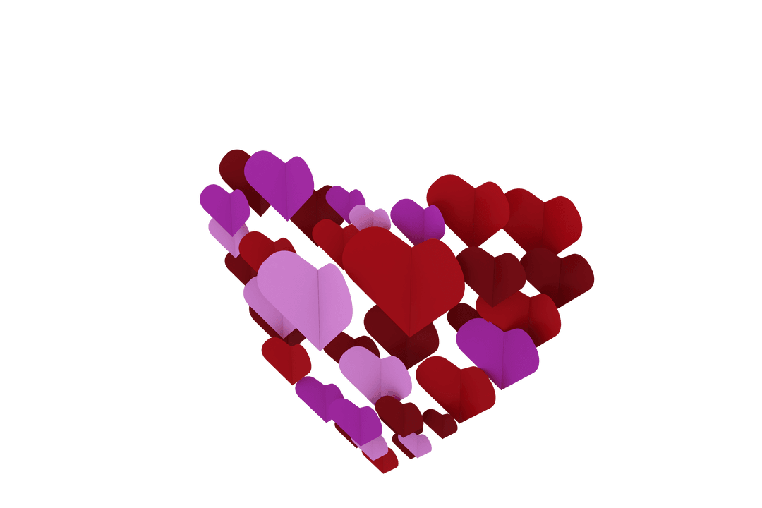 Transparent Heart Shapes Flying Design for Romance Themes