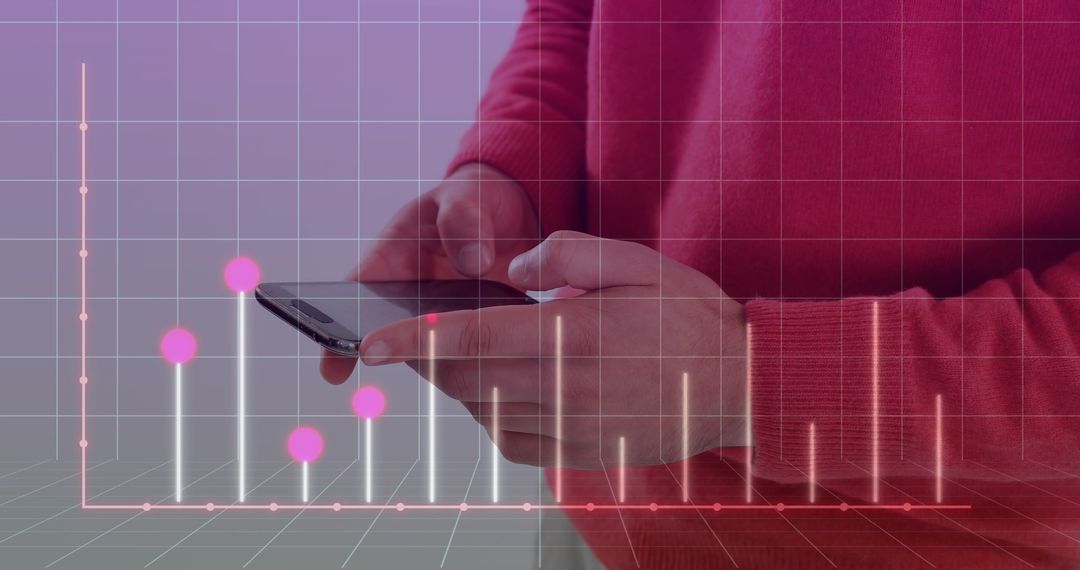 Businessman Analyzing Data on Smartphone with Overlayed Graph