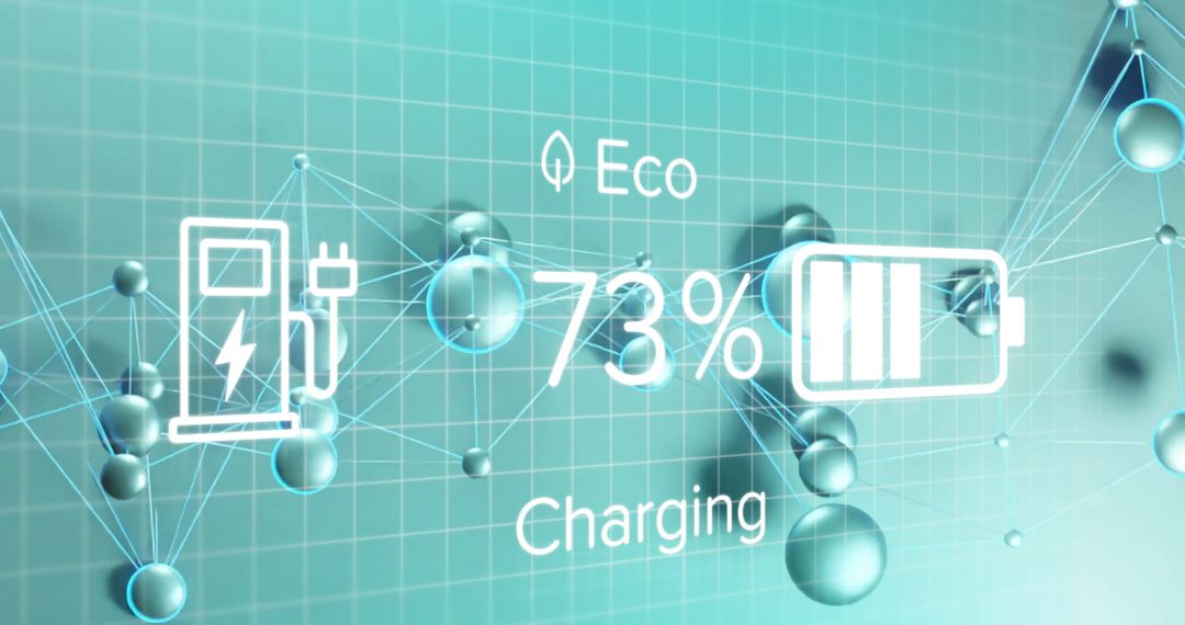 Digital Network with Eco Charging Icons and Connection
