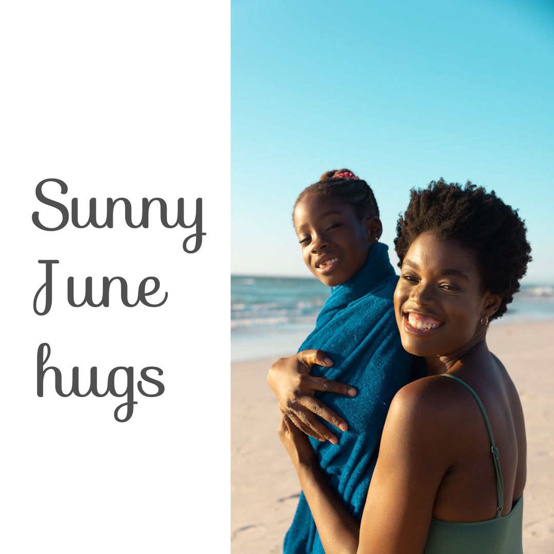Mother and Daughter Enjoying Beach Day at Sunset