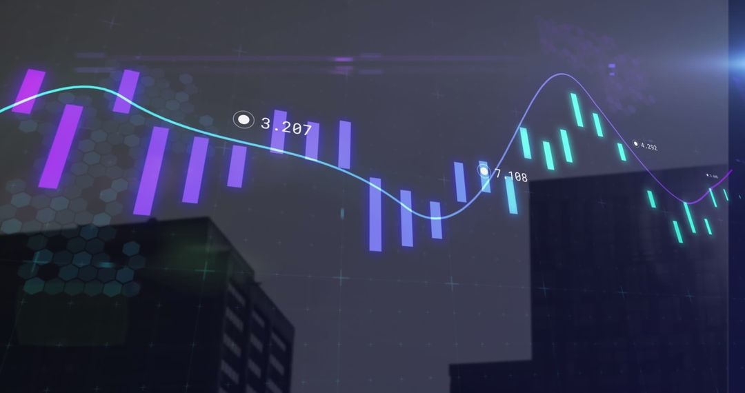 Futuristic Financial Data Processing Over Cityscape
