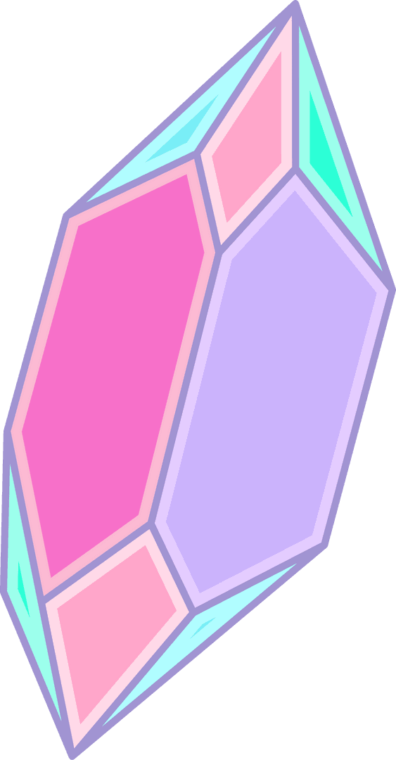 Elegant Faceted Pastel Crystal Floating on Transparent Background