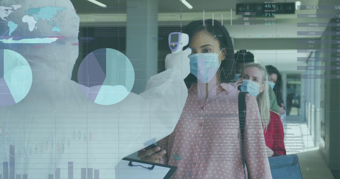 Digital Data Overlay on Temperature Check During Pandemic