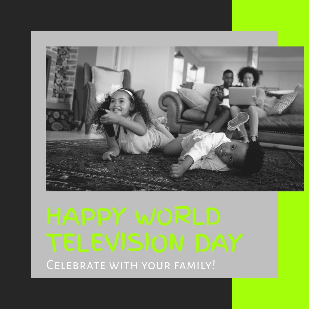 Cheerful Family Enjoying World Television Day Celebration