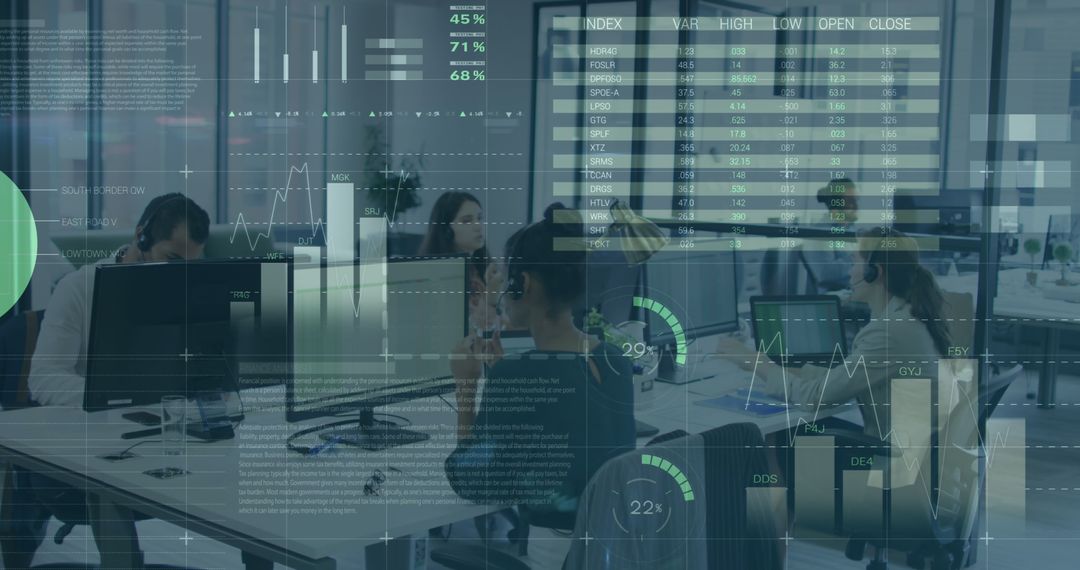 Digital Data Interface Overlay with Busy Office Environment