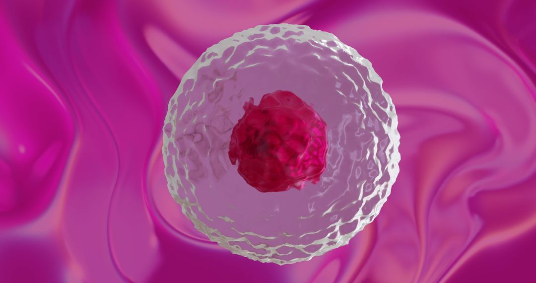 Microscopic View of Red Cell on Vibrant Pink Background