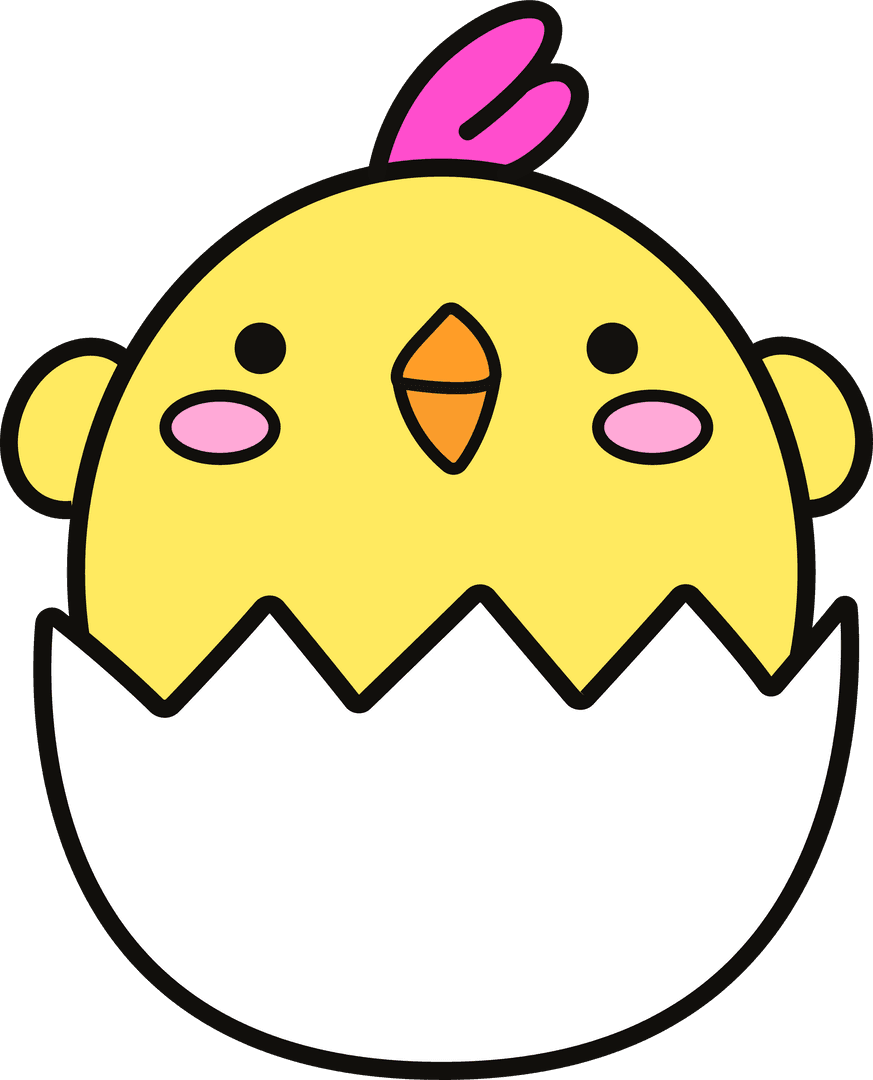 Cartoon Baby Chick Emerging from Eggshell Transparent Background
