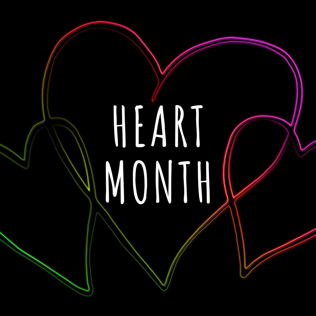 Neon Heart Shapes Illuminating Heart Month Awareness