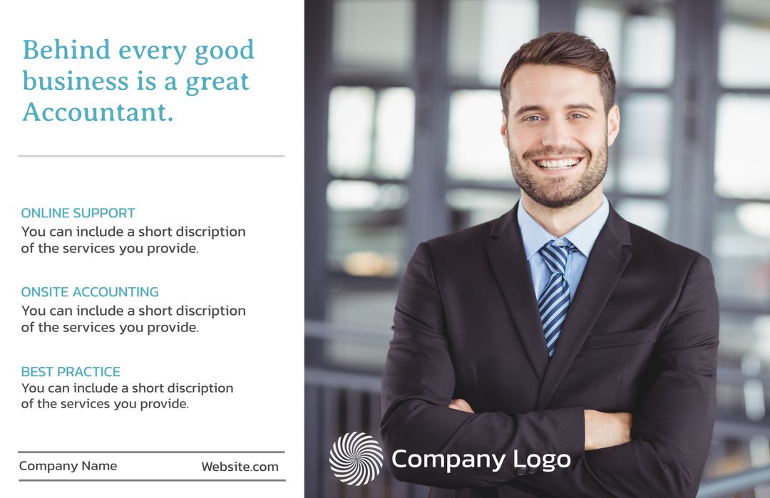 Businessman Promotes Accounting Excellence in Professional Template