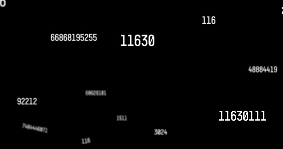 Floating Numbers on Black Background with Space for Text