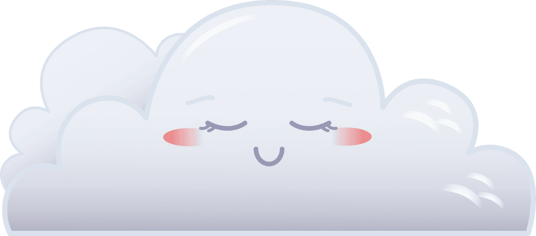 Peaceful Cartoon Cloud with Sleeping Face on Transparent Background