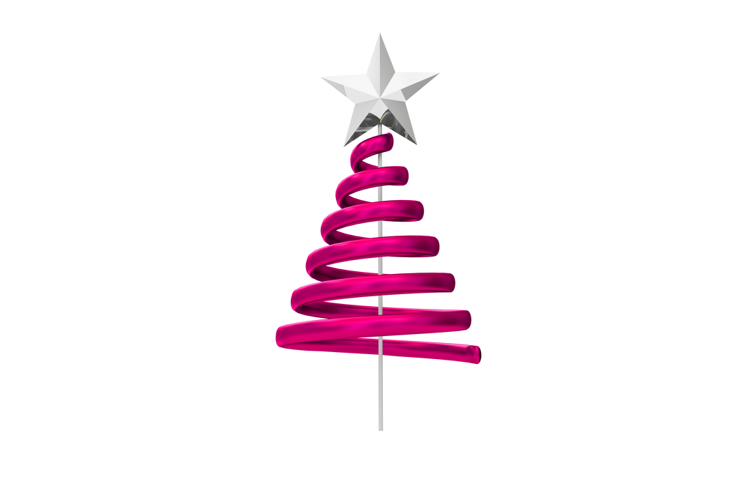 Transparent Pink Spiral Christmas Tree Design with White Star Topper - Download Free Stock Images Pikwizard.com