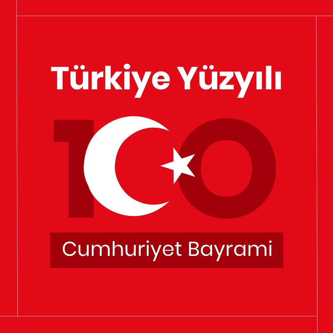 Türkiye Cumhuriyet Bayram? 100th Anniversary Celebration Graphic on Red Background - Download Free Stock Templates Pikwizard.com