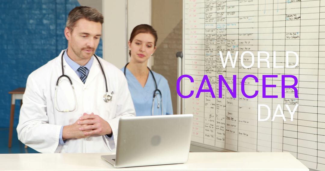 Healthcare Professionals Using Laptop on World Cancer Day - Free Images, Stock Photos and Pictures on Pikwizard.com