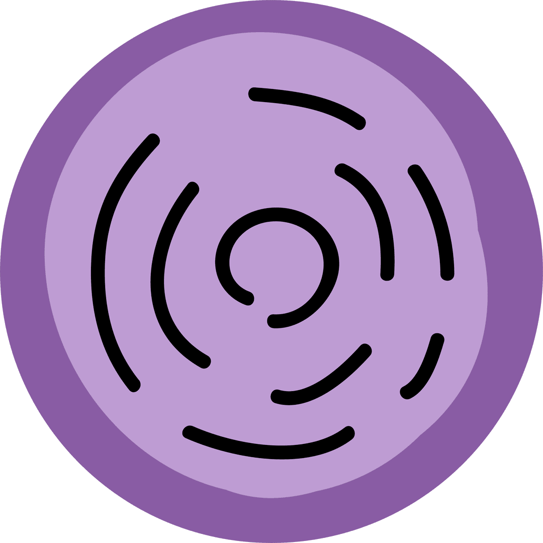 Abstract Modern Circular Pattern with Purple and Black on Transparent