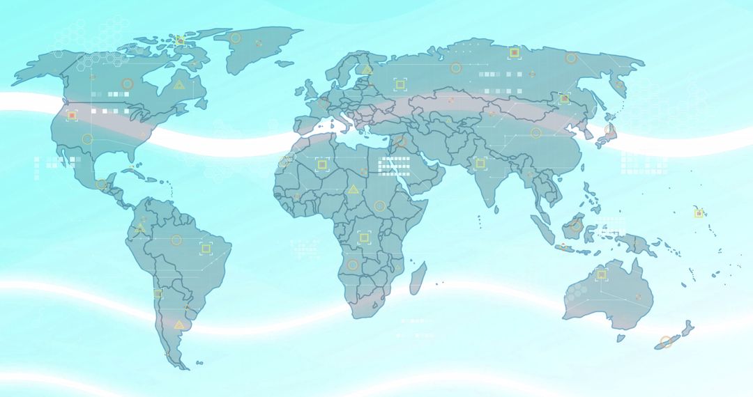 Digital World Map Highlighting Global Connections and Networks