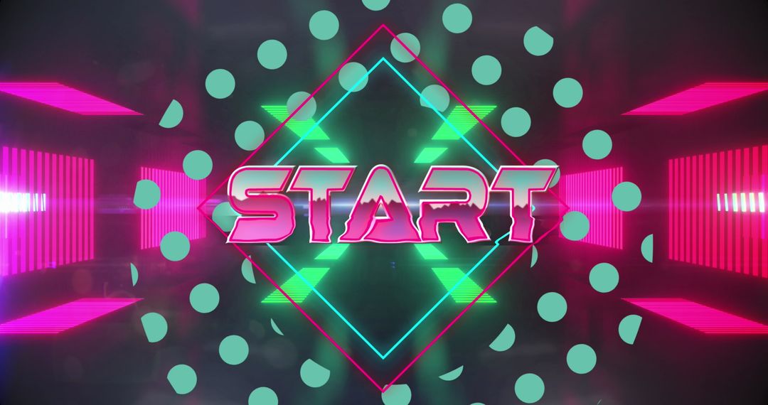 Retro Neon Start Screen with Geometric Design