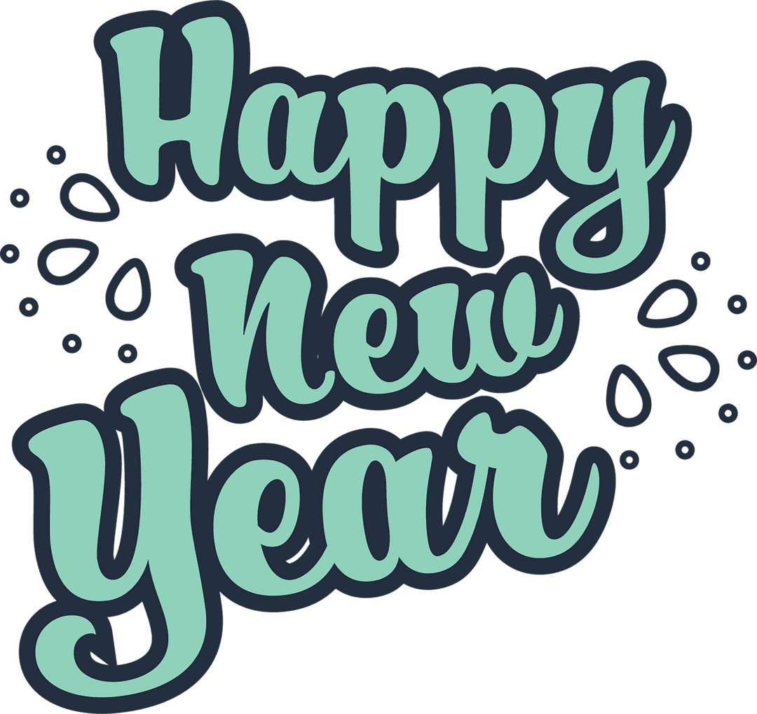 Green Happy New Year Text on Transparent Background