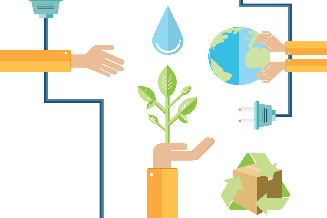 Eco-friendly Conceptual Illustration on Transparent Background