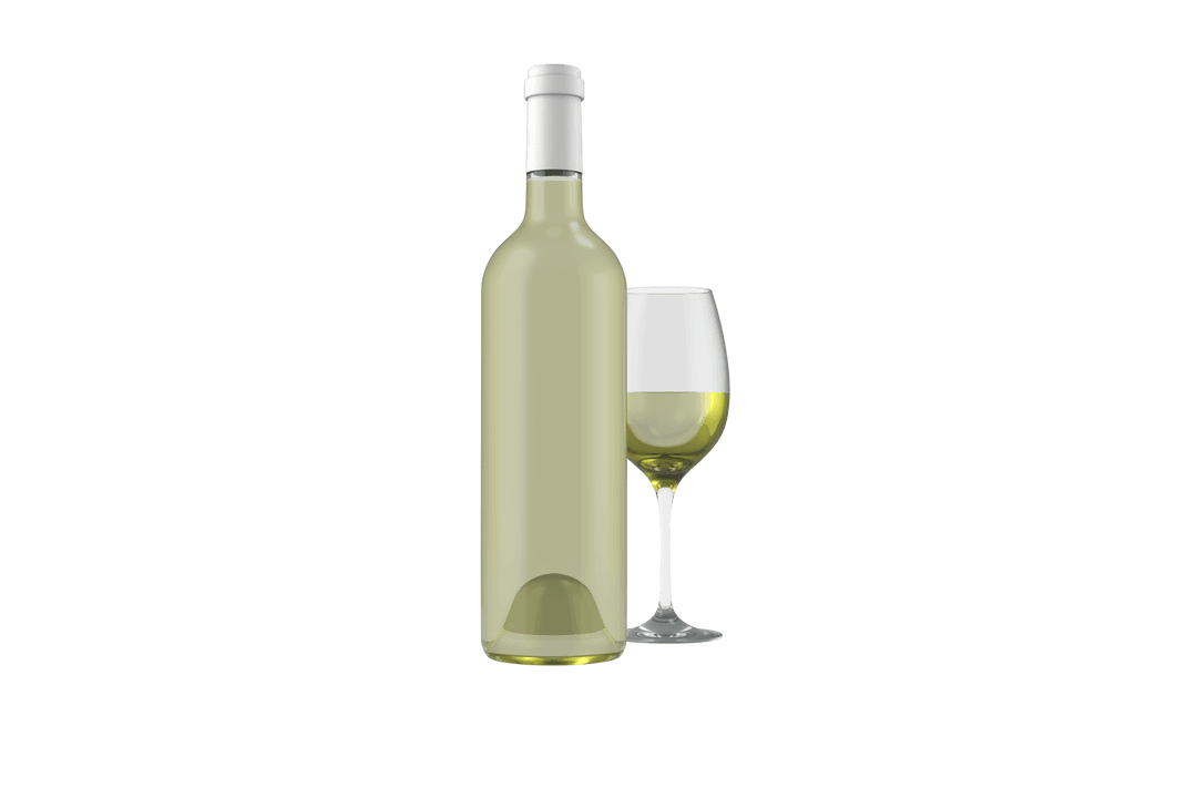 Transparent Wine Bottle and Glass Illustration