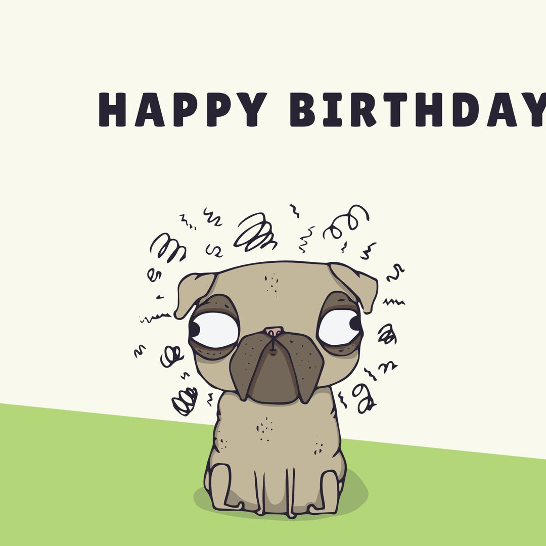 Adorable Pug Birthday Card for Pet-themed Celebrations - Download Free Stock Templates Pikwizard.com