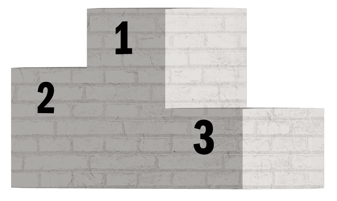 Transparent Brick Podium with Three Levels and Numbers