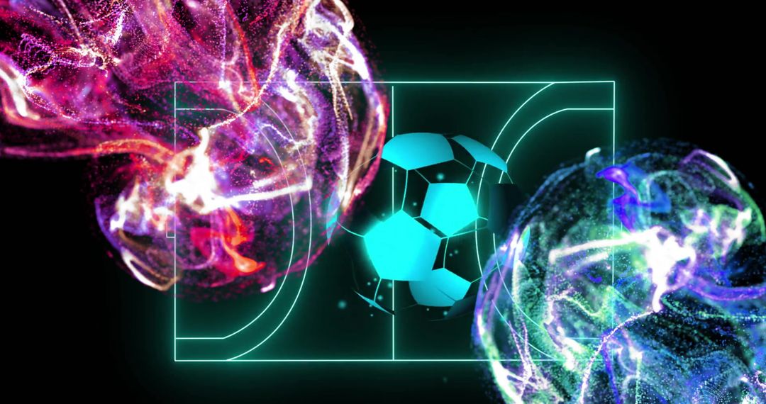 Futuristic Neon Handball Court with Abstract Particle Effects