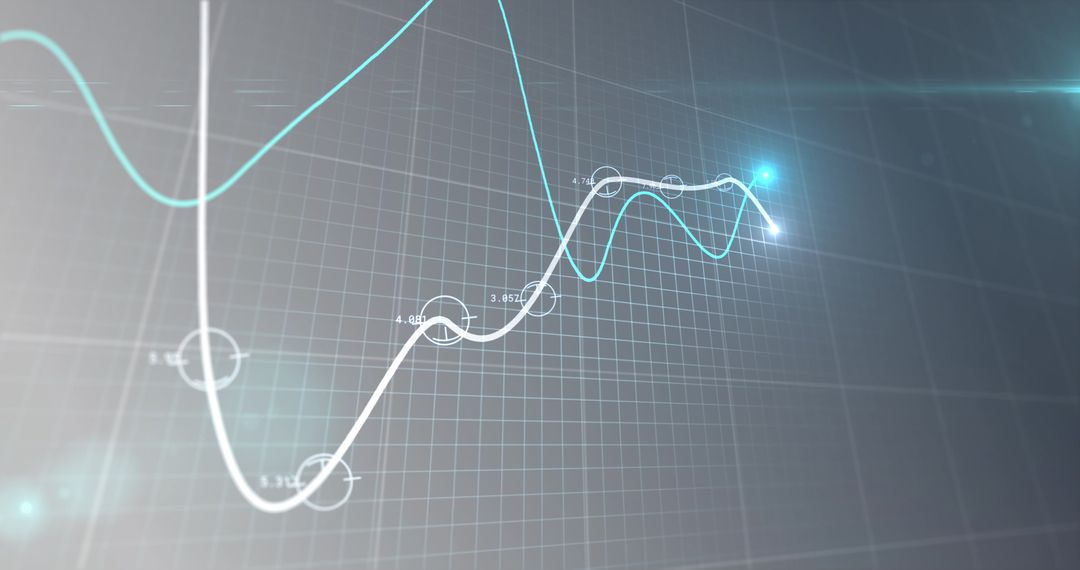 Financial Data Analysis with Glowing Line Graph on Grid