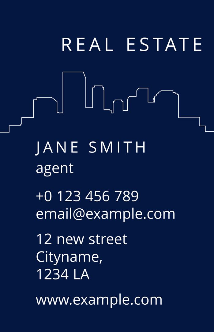 Elegant Real Estate Business Card with Urban Skyline Design - Download Free Stock Templates Pikwizard.com