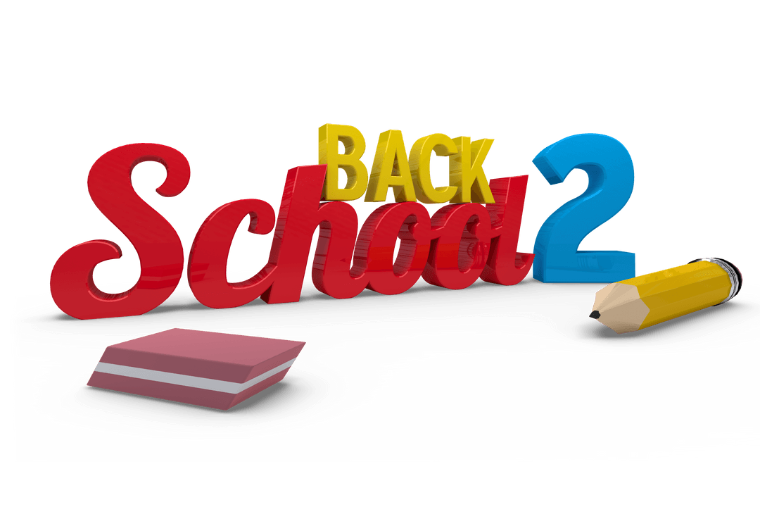 Colorful Back to School 3D Text Transparent Background