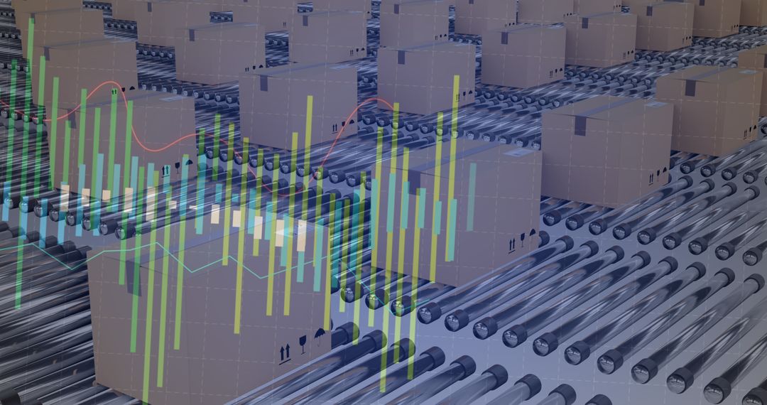 Financial Data Overlay on Conveyor Belt Logistics - Free Images, Stock Photos and Pictures on Pikwizard.com