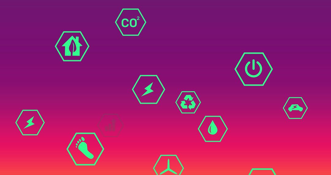 Eco-Friendly Digital Icons on Vibrant Gradient Background