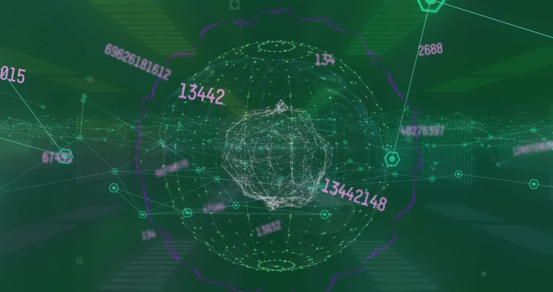 Abstract Digital Network Visualization on Green Background