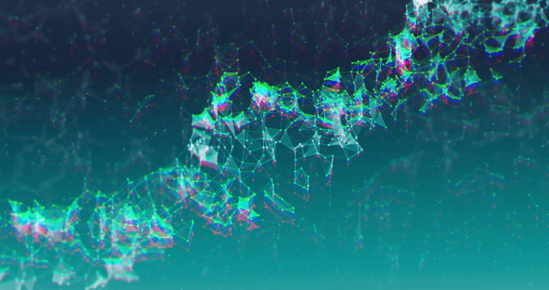 Digital DNA Strand with Network Overlay in Green Background