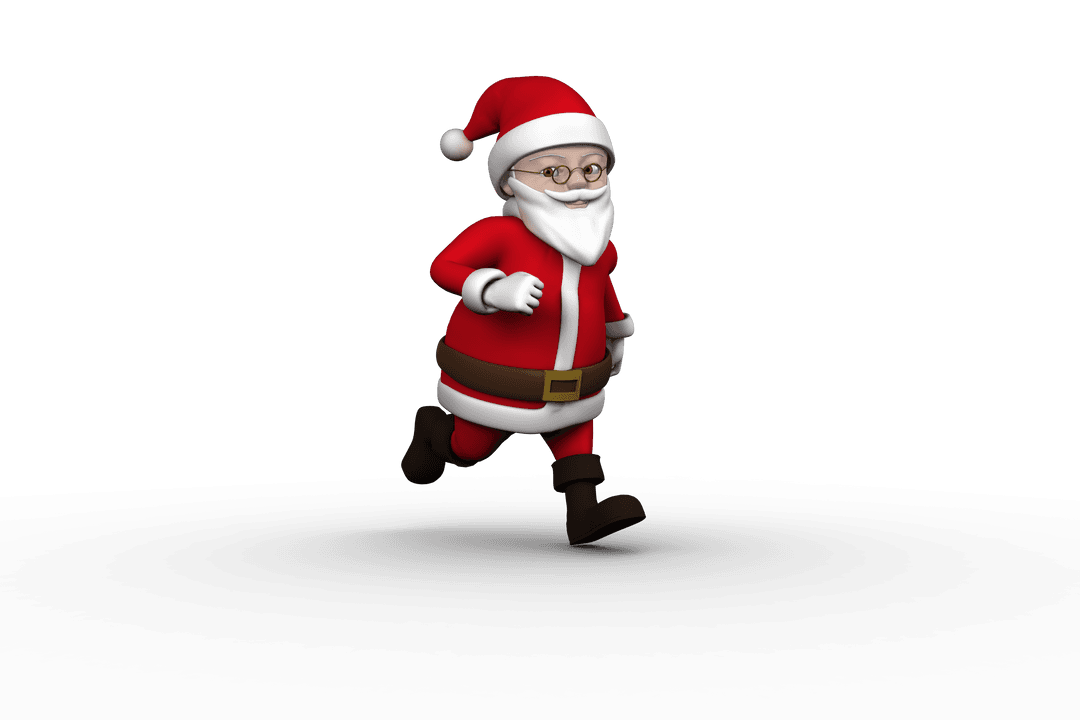 Transparent Illustration of Santa Claus Running in Red Costume