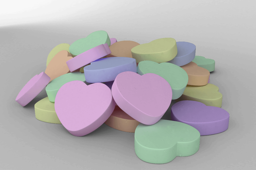 Colorful Pastel Heart Shapes on Transparent Background for Love Concepts